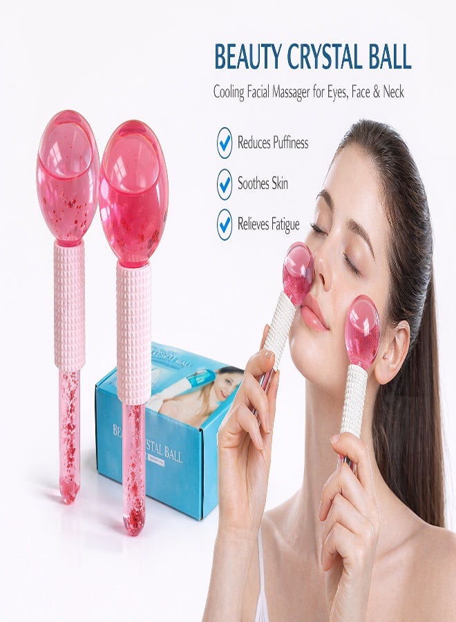 HAYALUX 2 Pack Beauty Crystal Ice Ball Facial Massager, Cooling & Soothing Massager Face Roller Tool for Cooling Neck & Eyes, Brighten Tighten Skin, Reduce Swelling, Dark - Image 1